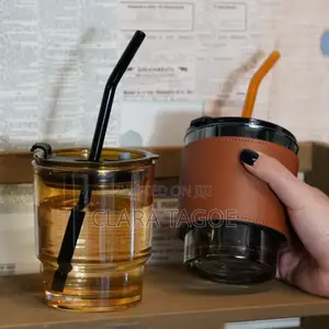 Glass Cup With Straw for Tea and Juices