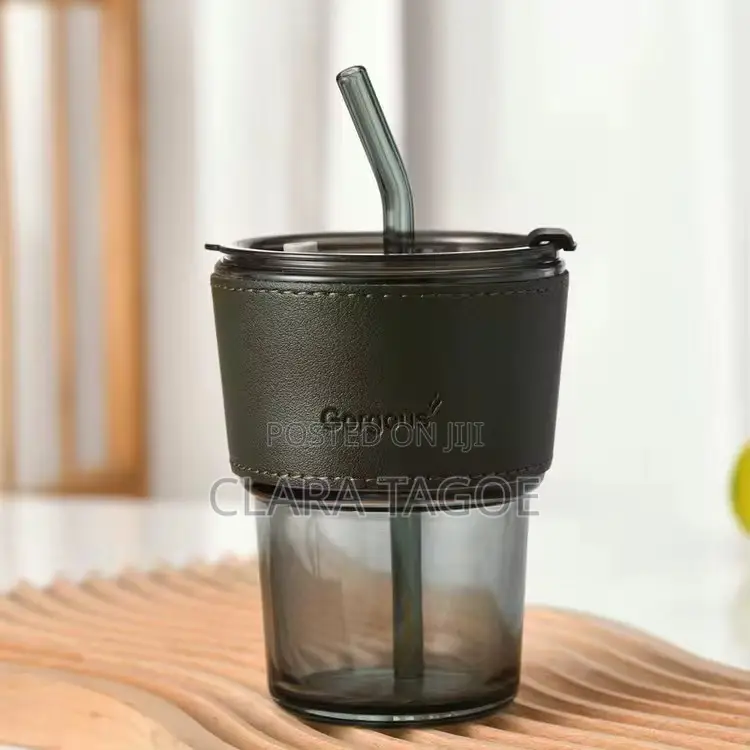 Glass Cup With Straw for Tea and Juices
