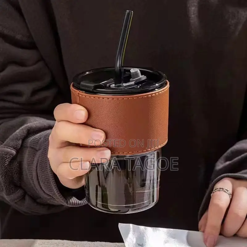 Glass Cup With Straw for Tea and Juices