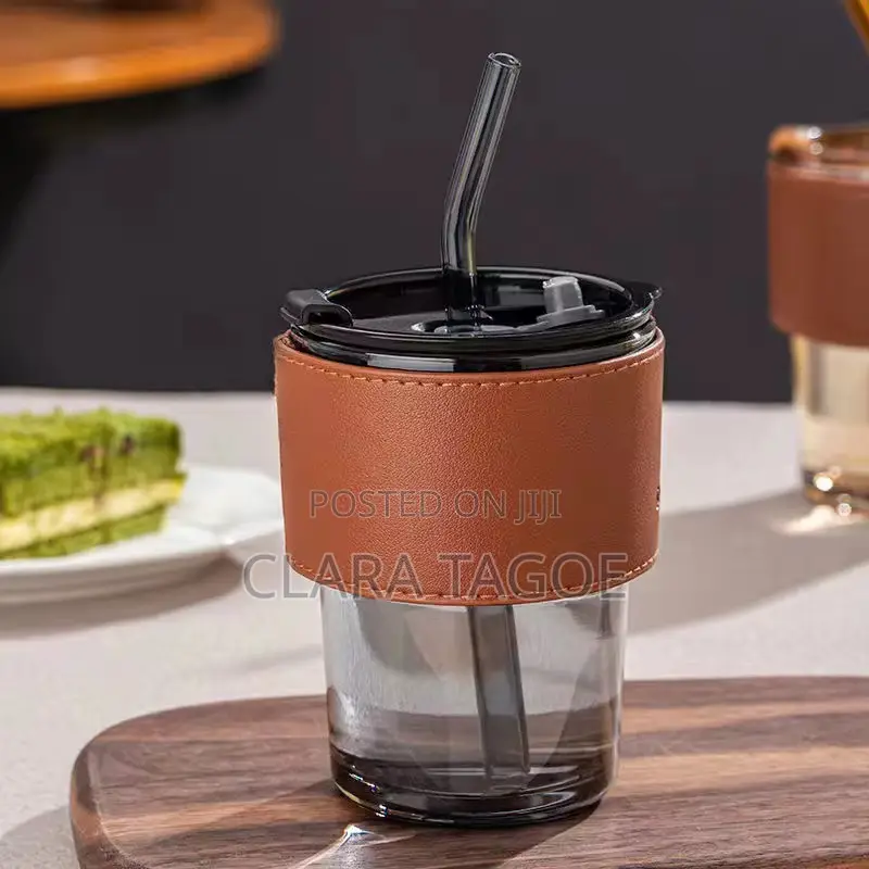 Glass Cup With Straw for Tea and Juices