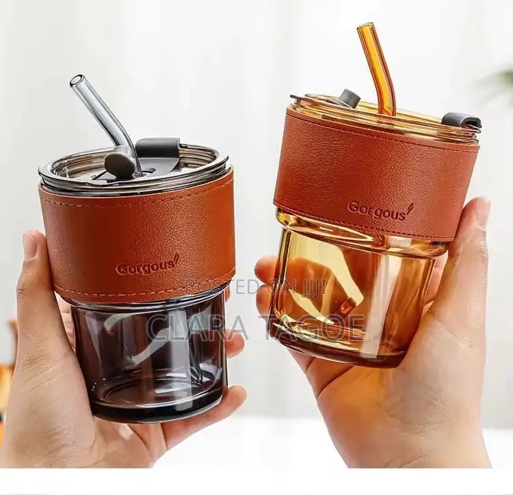 Glass Cup With Straw for Tea and Juices