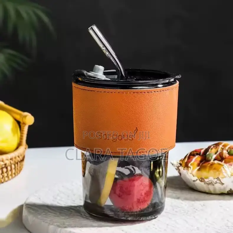 Glass Cup With Straw for Tea and Juices