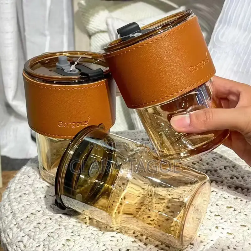 Glass Cup With Straw for Tea and Juices