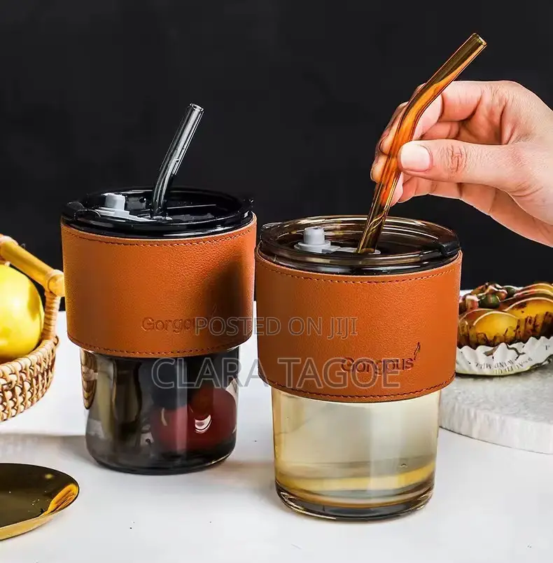 Glass Cup With Straw for Tea and Juices