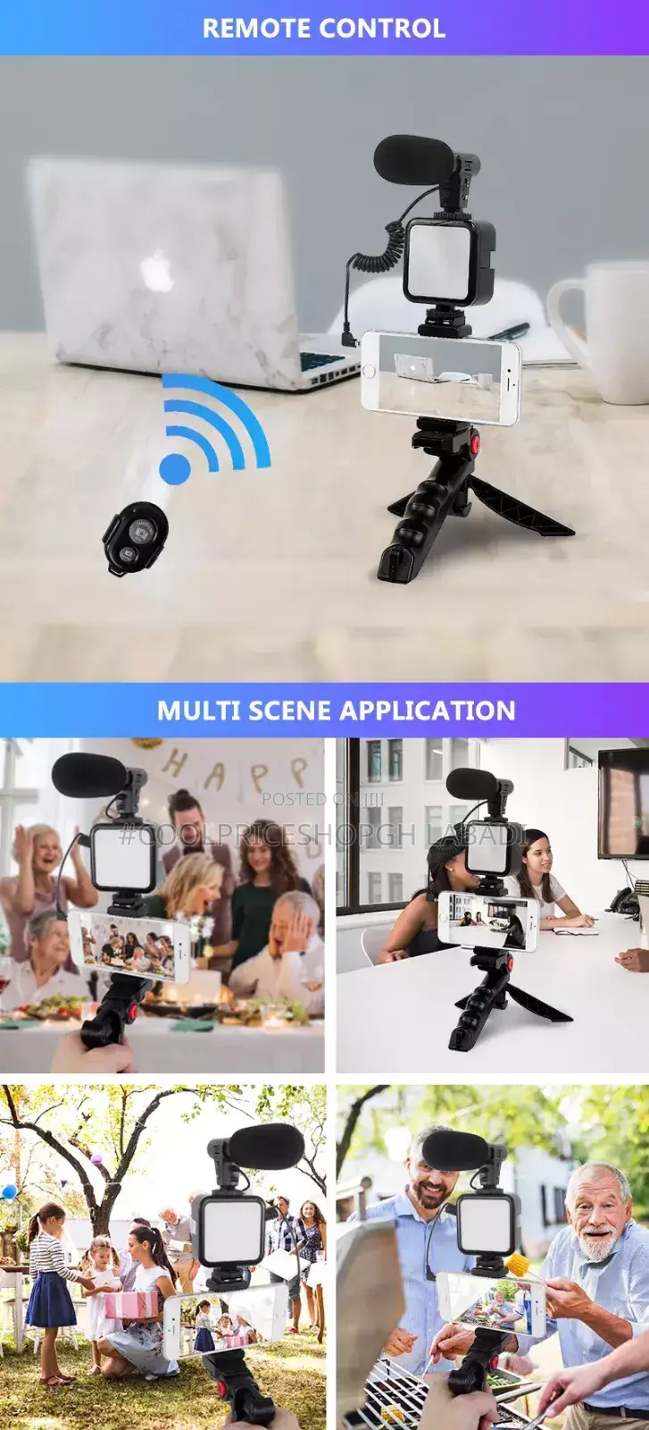 Smartphone Tripod Holder Mini Led and Microphone