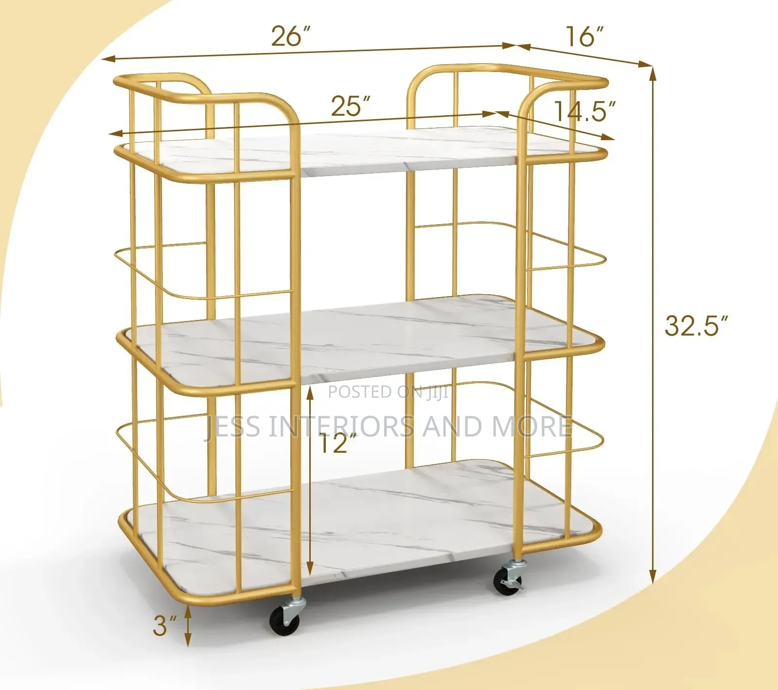3-Tier Serving Cart/ Trolley