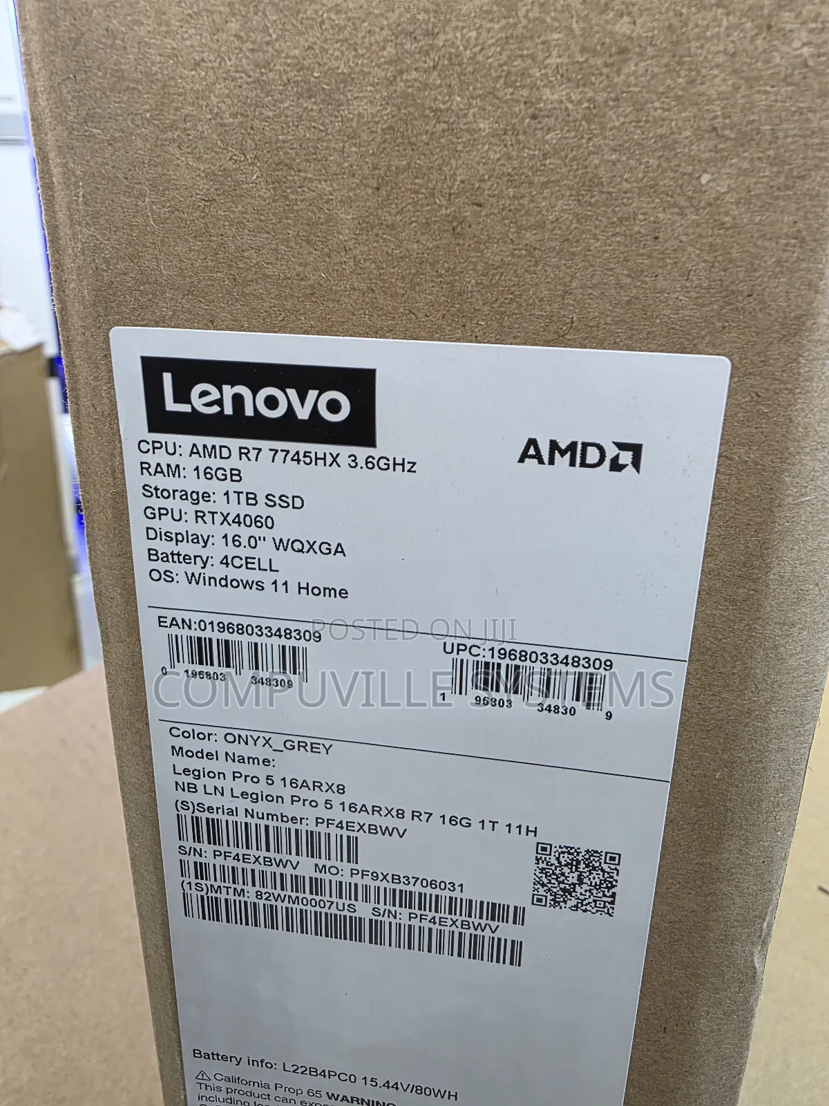 New Laptop Lenovo Legion 5i 16GB AMD Ryzen 7 SSD 1T