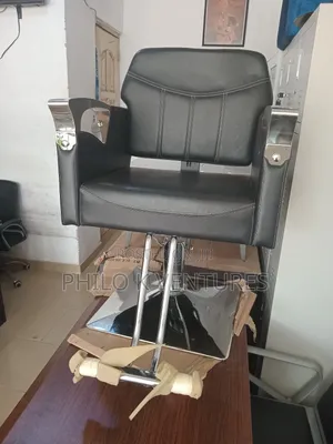 Black Saloon Chair With Silver Handles