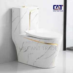 Toilet Seat Wc (White Gold Flower) 1242