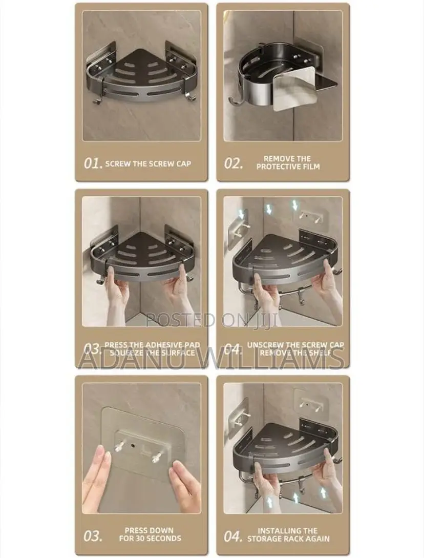2 Tiers Triangle Bathroom Shelves With Hooks Towel Bar