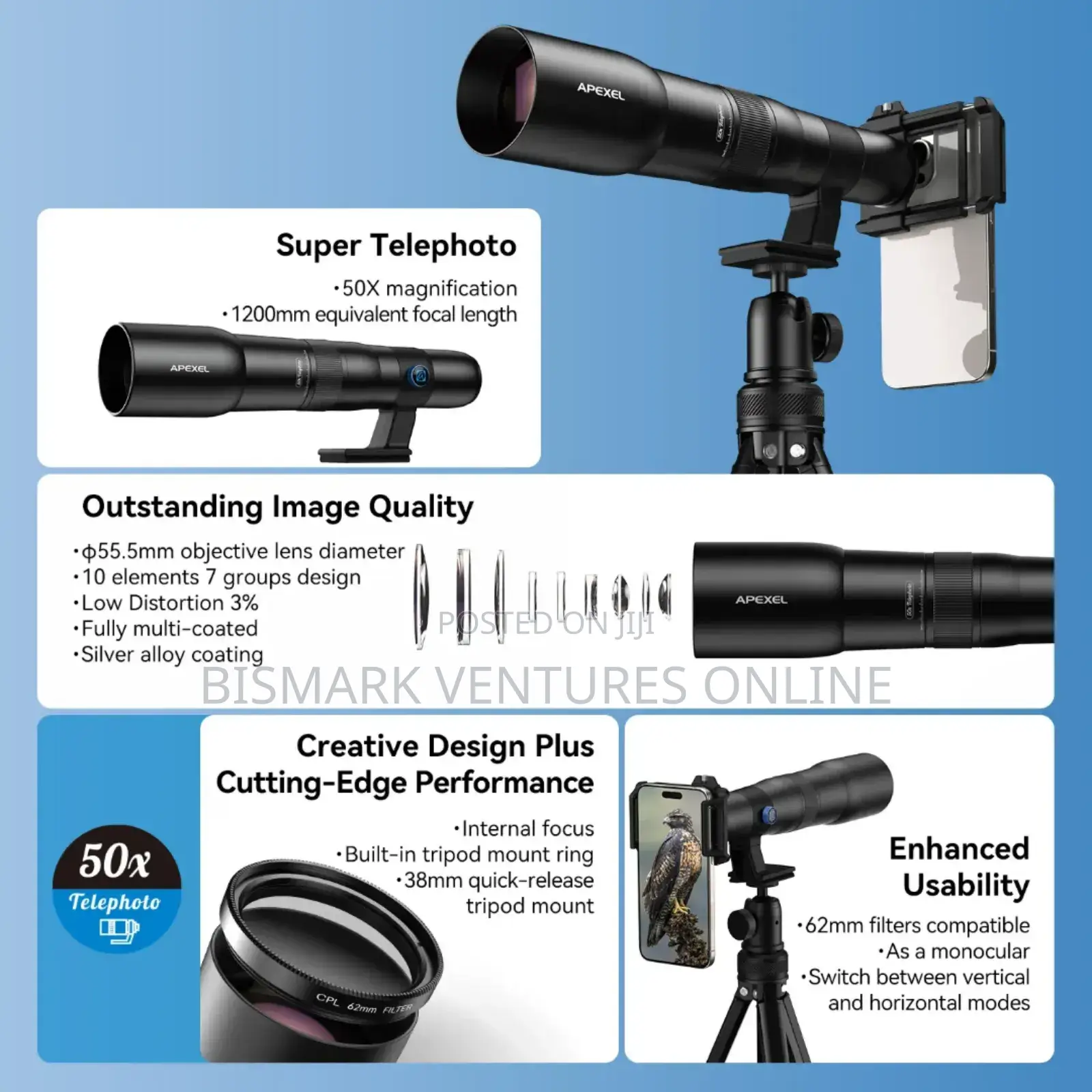 50x Zoom Telephoto Lens For Smartphones
