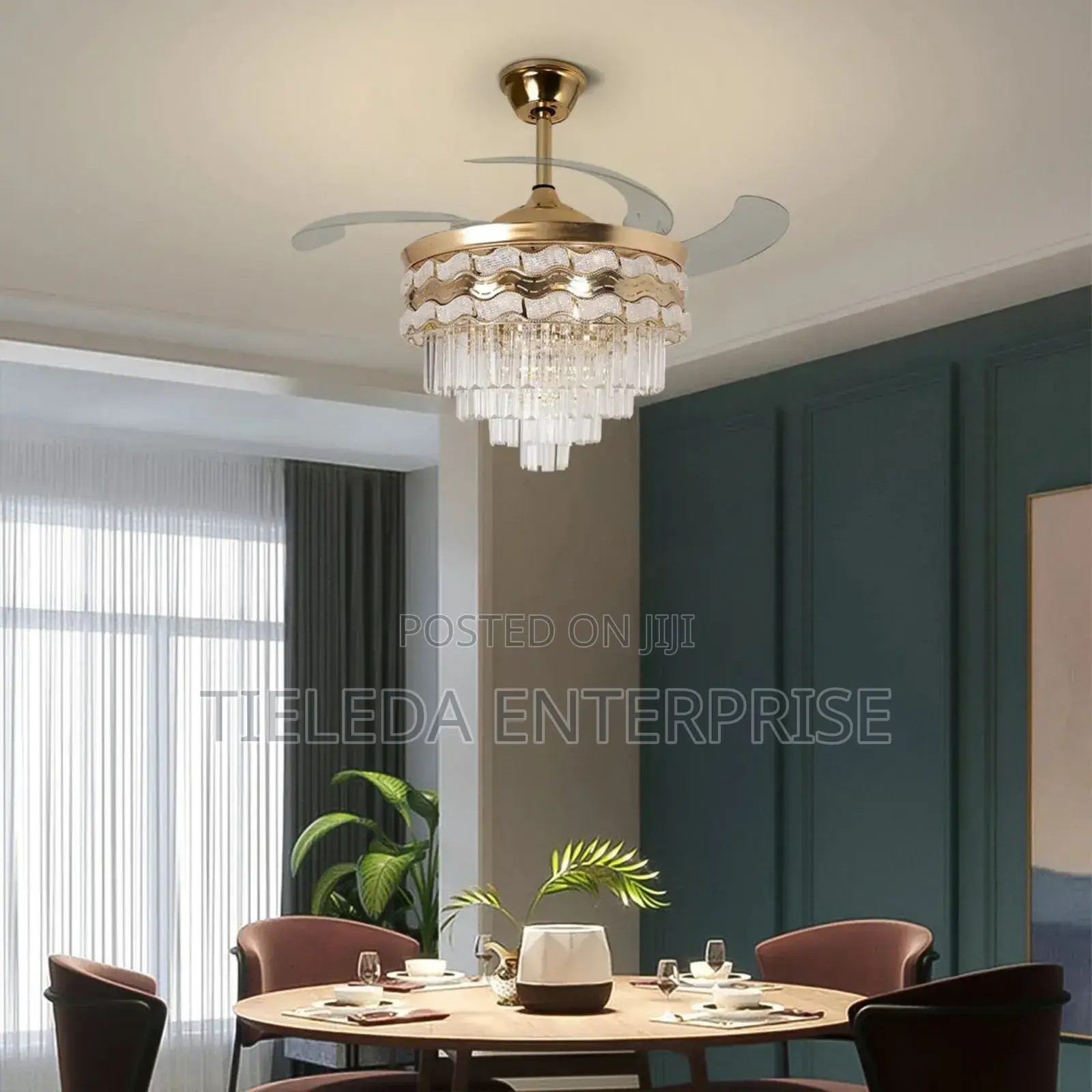 (8464) Oriented Gold Body Chandelier Fan Light
