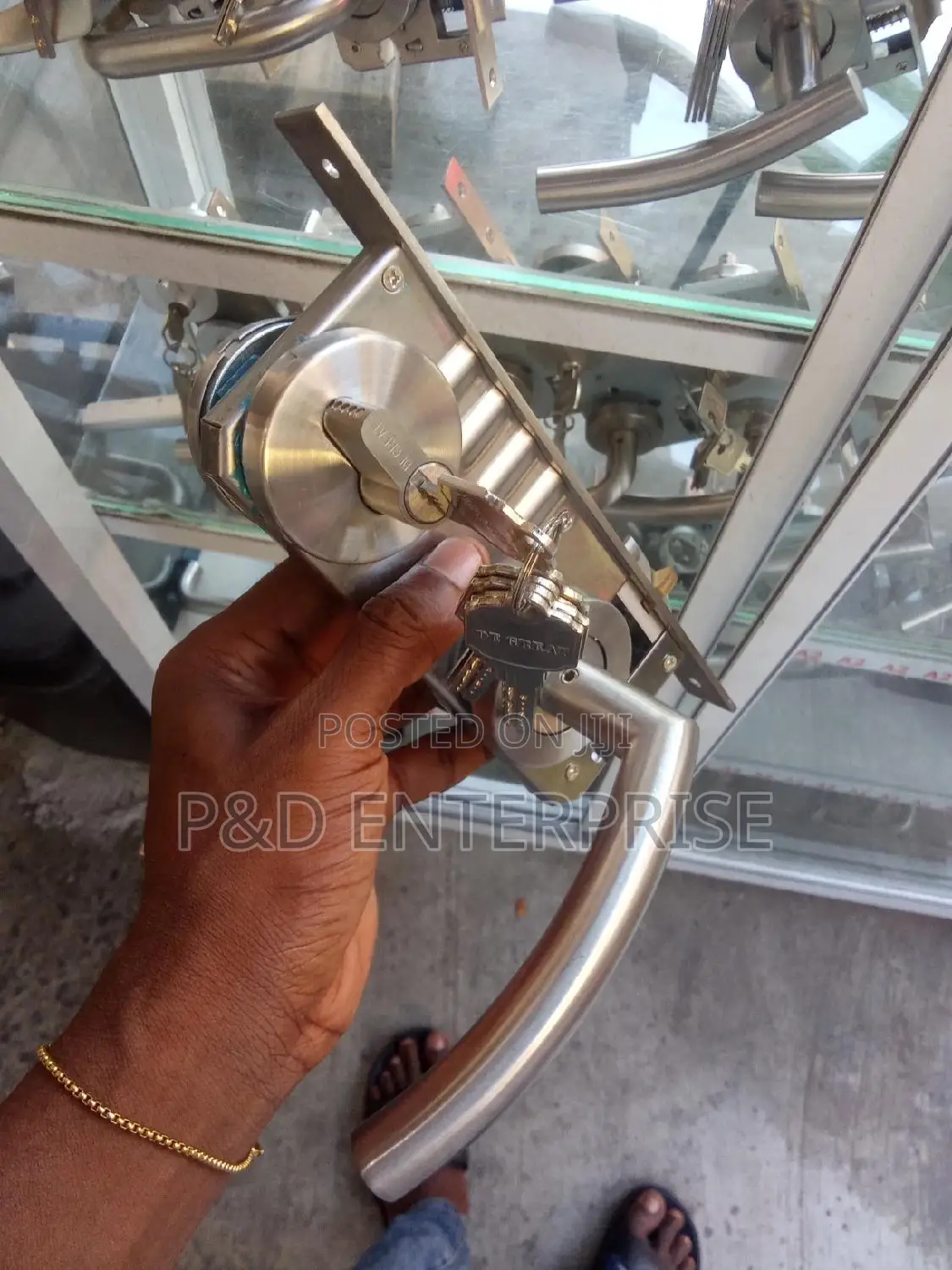 Wooden Door Locks With Seperate Handles.