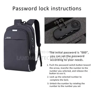 Password Lock Sunpower Anti Theft Laptop Backpack - Black