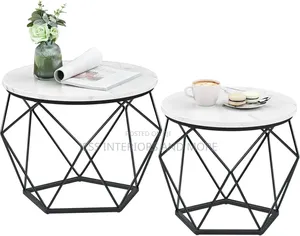 Round Coffee Table, Set of 2 (White)