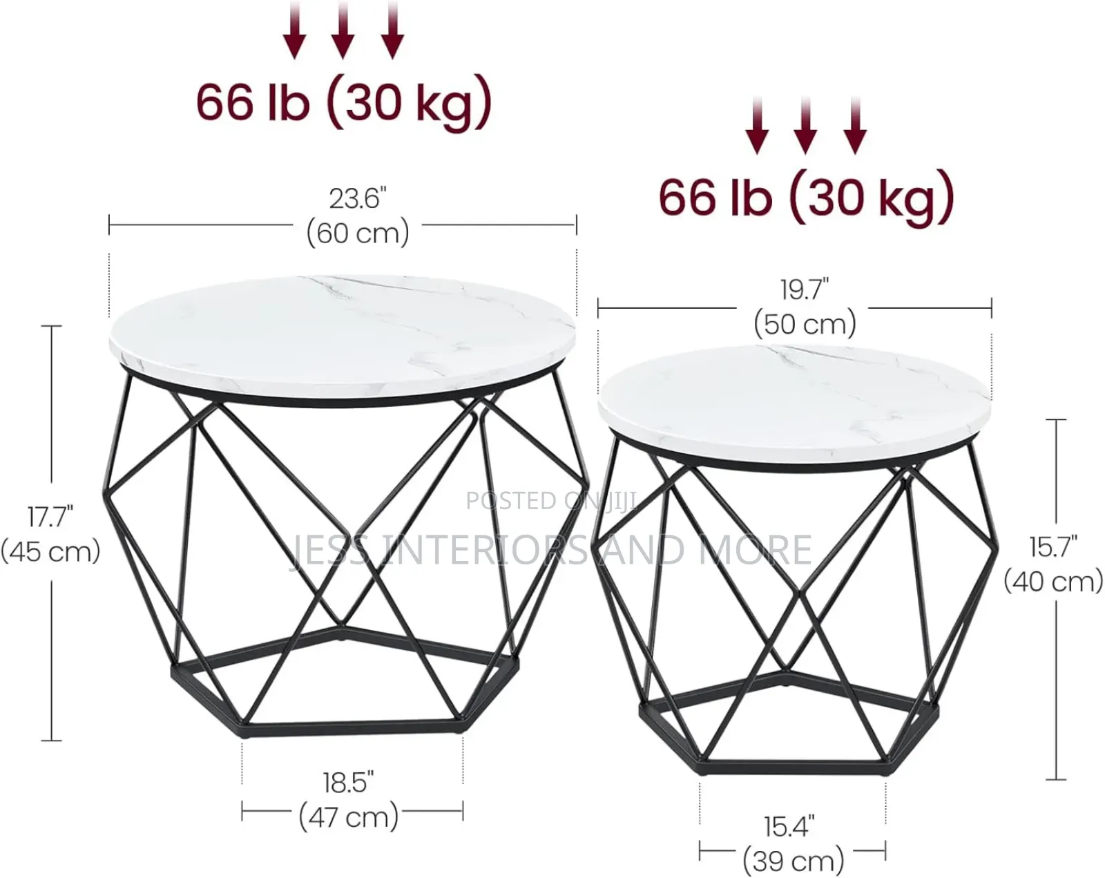 Round Coffee Table, Set of 2 (White)
