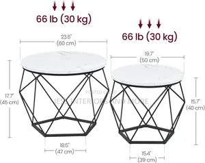 Round Coffee Table, Set of 2 (White)