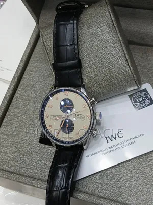 Iwc Chronograph Watch With Leather Strap
