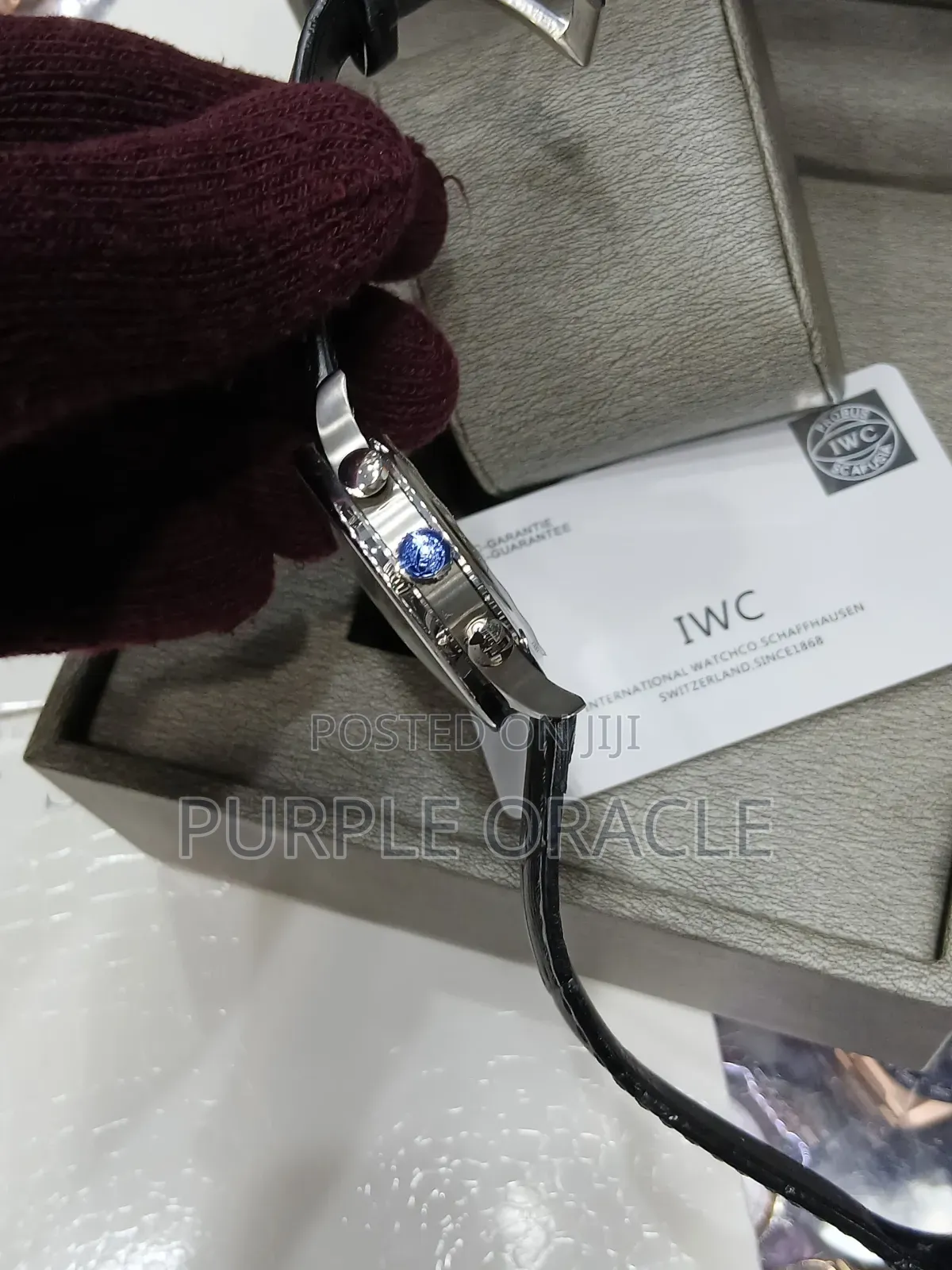 Iwc Chronograph Watch With Leather Strap