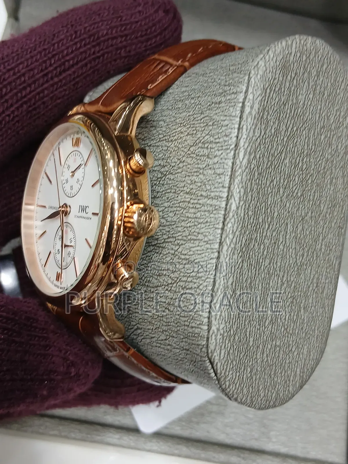 Iwc Brown Leather Watch for Gentlemen
