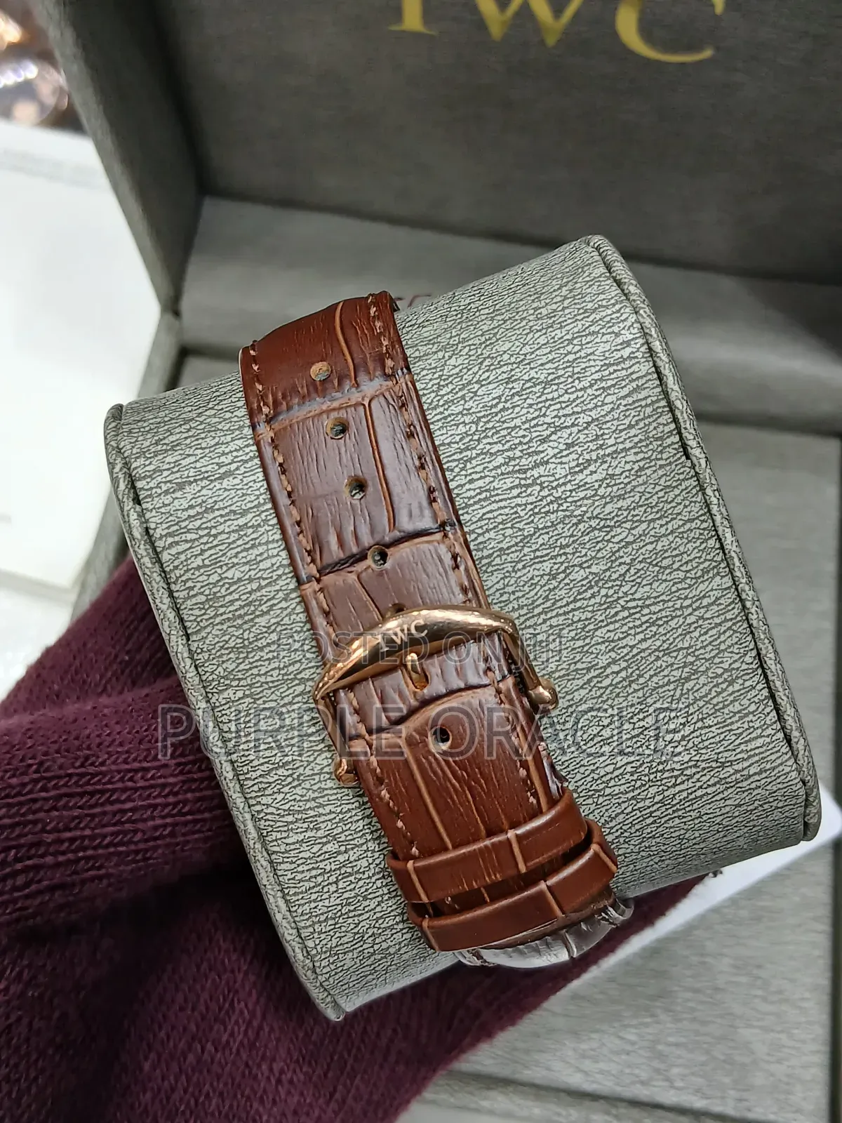 Iwc Brown Leather Watch for Gentlemen
