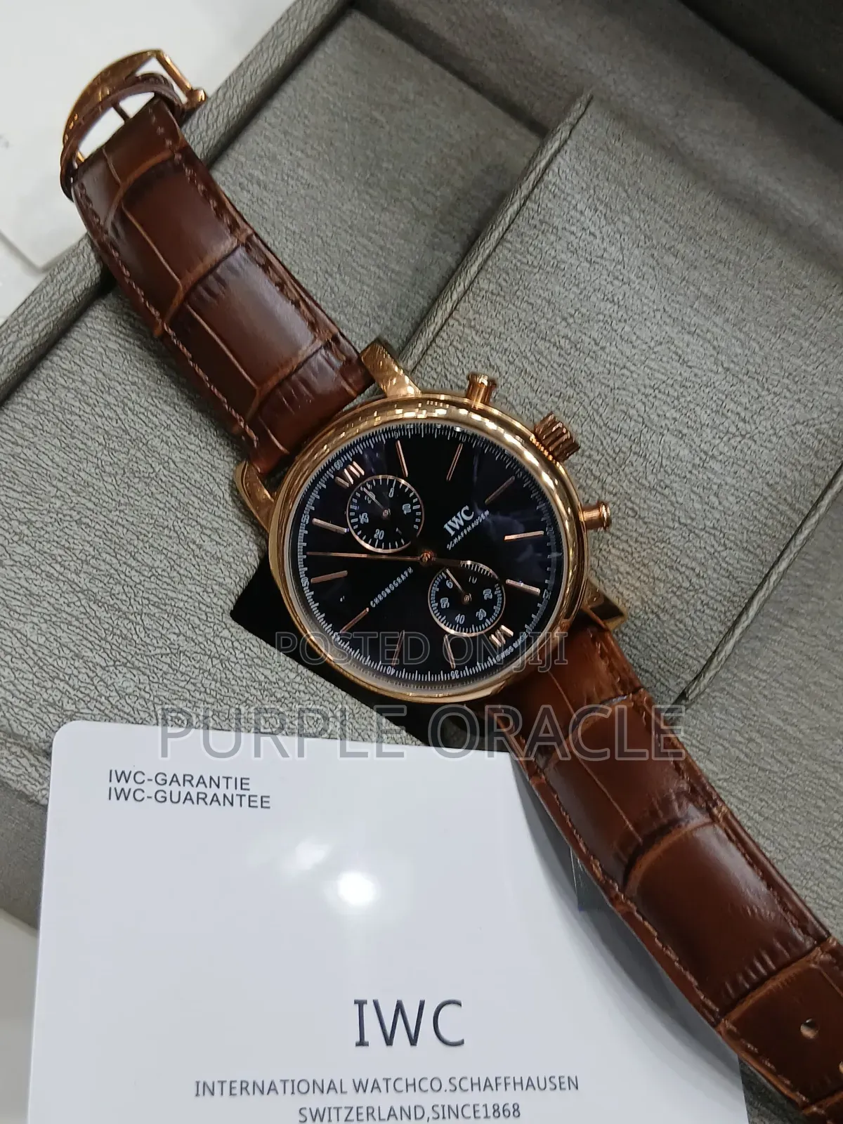 Elegant Iwc Leather Strap Watch for Gents