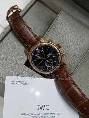 Elegant Iwc Leather Strap Watch for Gents