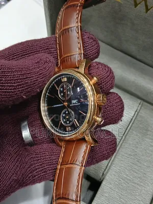 Elegant Iwc Leather Strap Watch for Gents