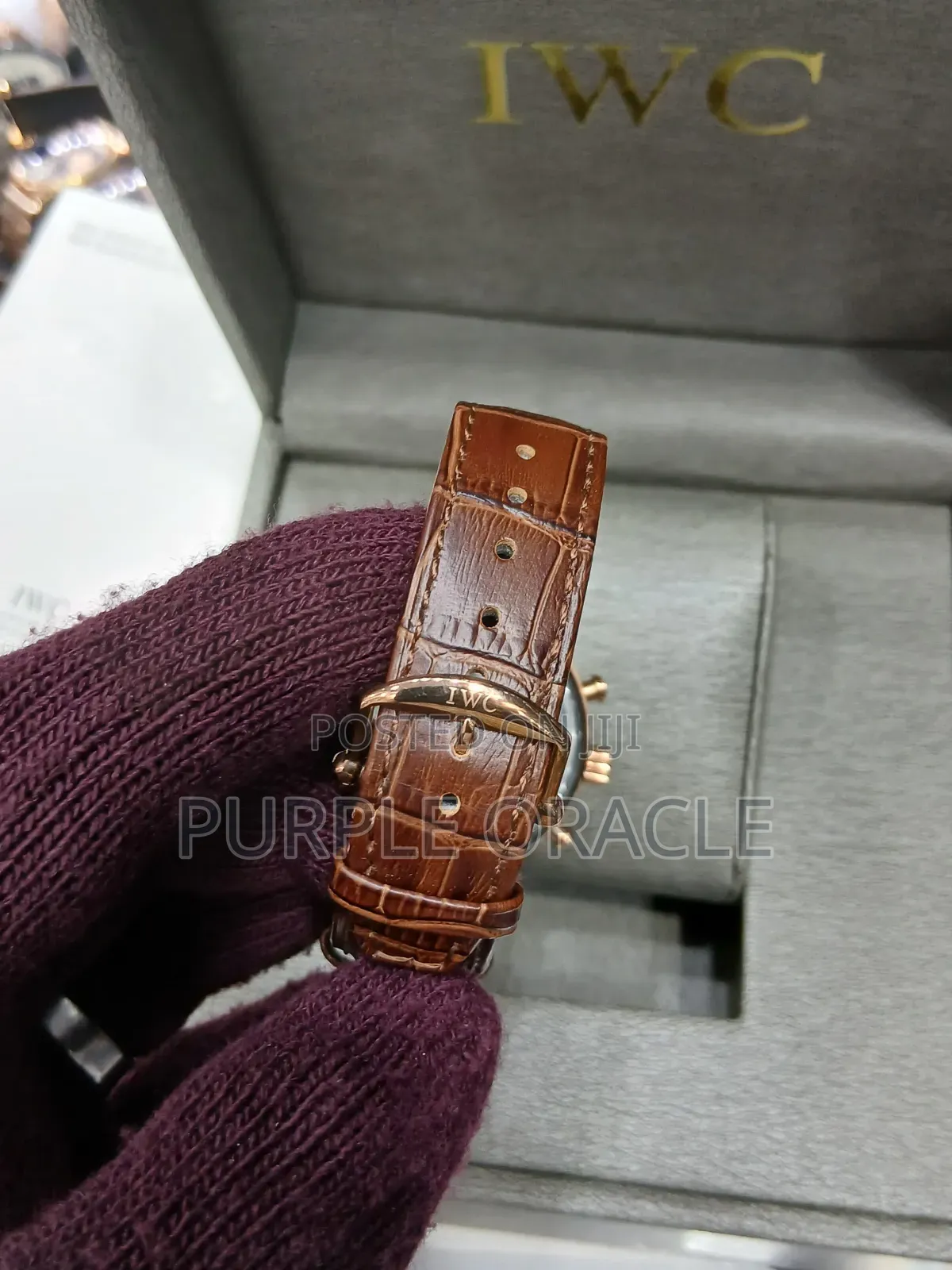 Elegant Iwc Leather Strap Watch for Gents