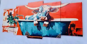 Cow De Bath Canvas Wall Arts Frames 3d