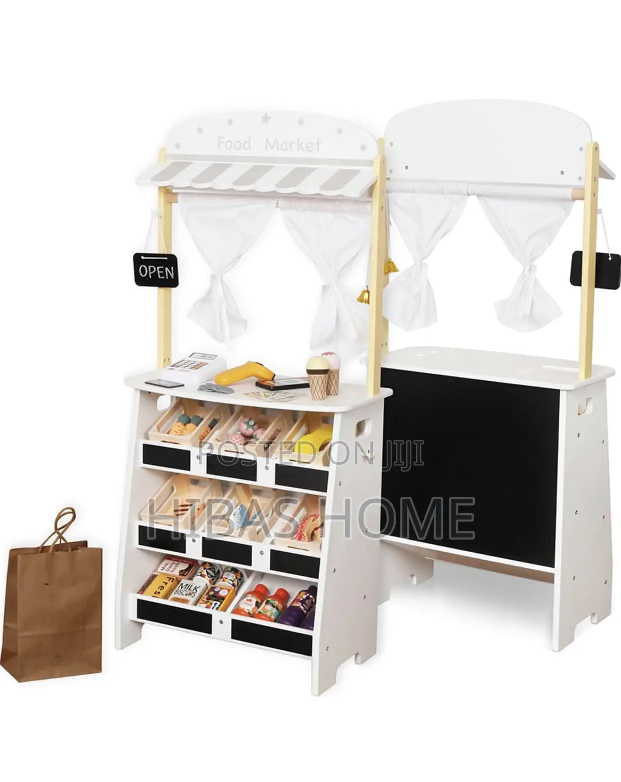 Kids Preschool Pretend Play Wooden Supermarket,Cash Register