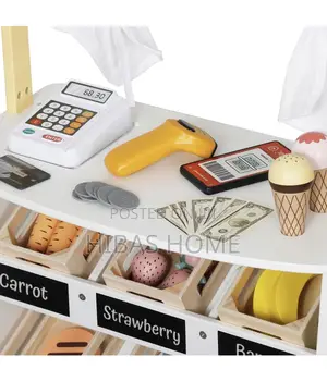 Kids Preschool Pretend Play Wooden Supermarket,Cash Register