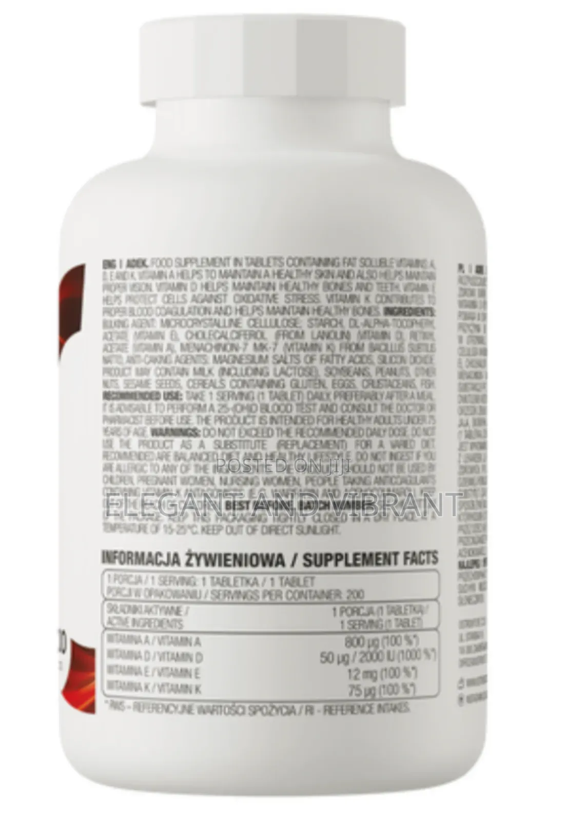 Vitamin A, D, E And K Complex Supplements.