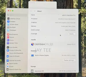 Laptop Apple MacBook Pro 2019 16GB Intel Core I7 SSD 1T