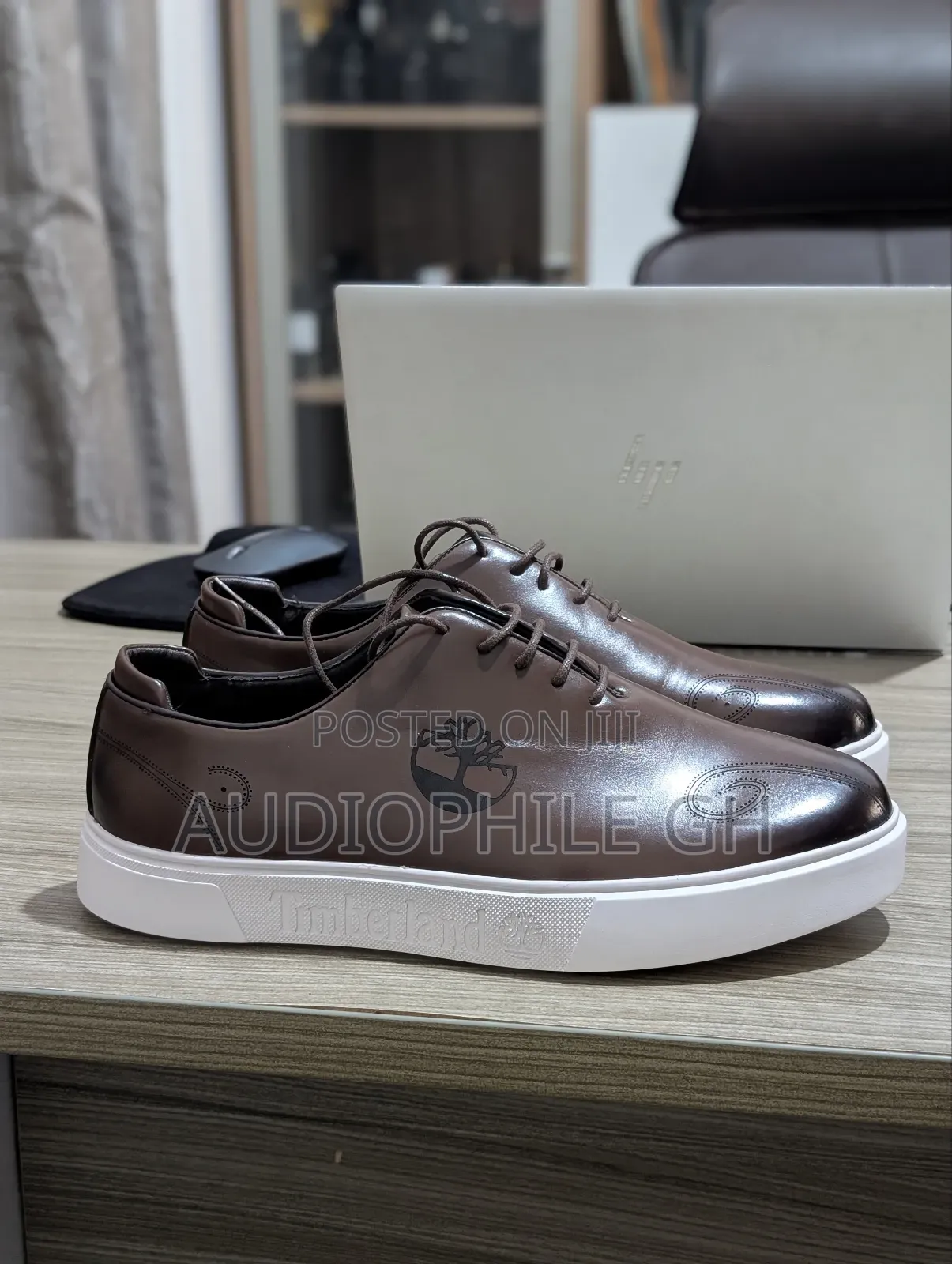 Brown Leather Men's Low Sneakers