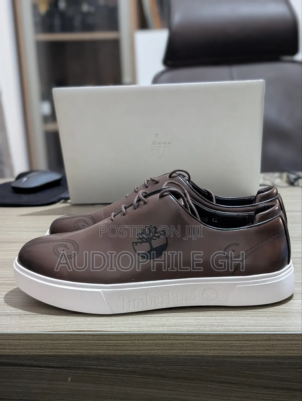 Brown Leather Men's Low Sneakers