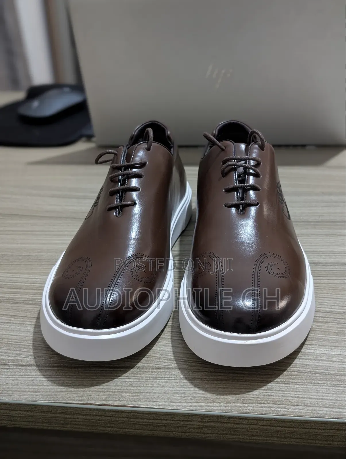 Brown Leather Men's Low Sneakers