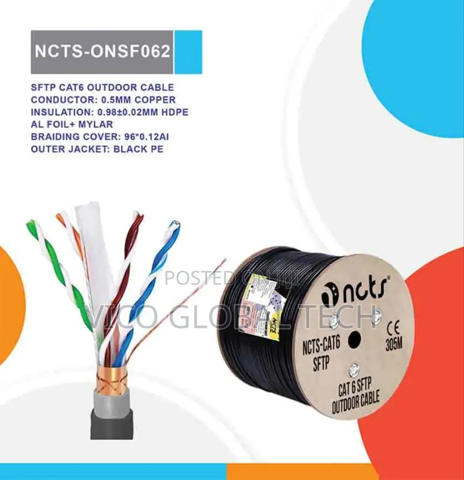 Cat6 SFTP 305m Outdoor Cable NCTS