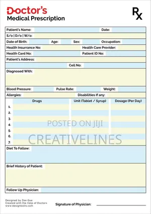 Customised Prescription Form