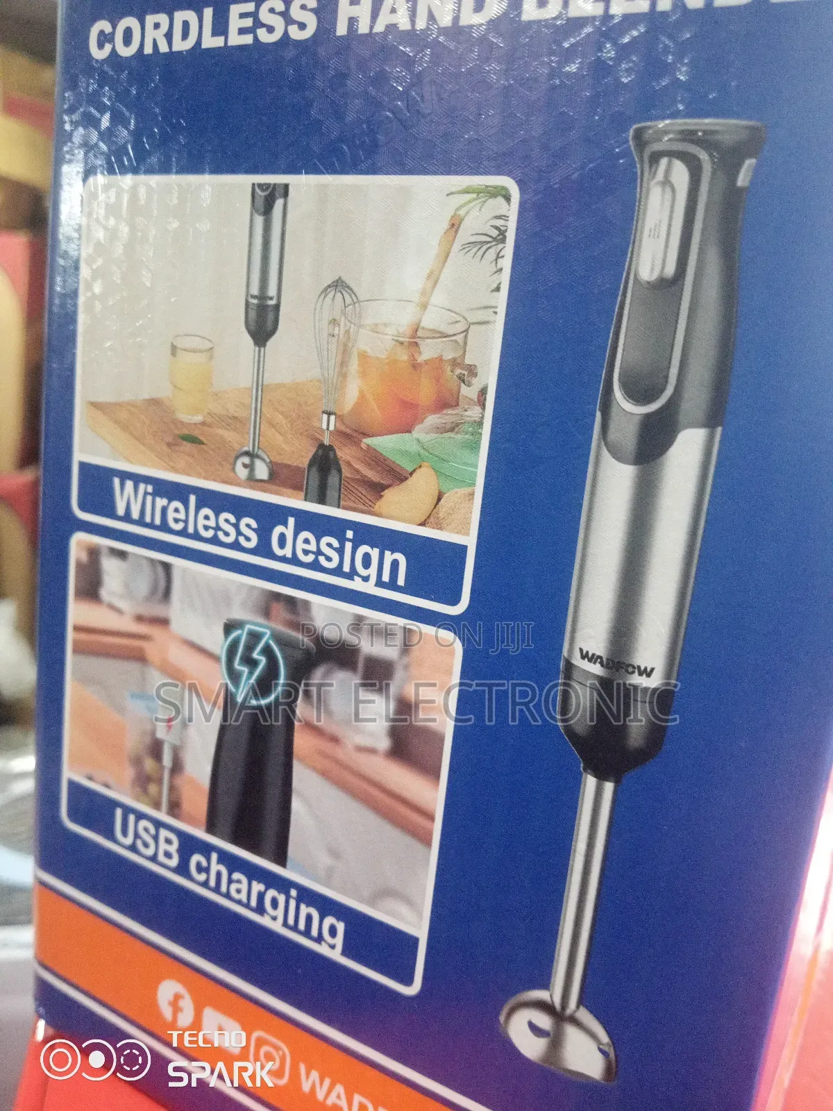 Multi-Purpose Wadfow 100w Cordless Hand Blender Cordless