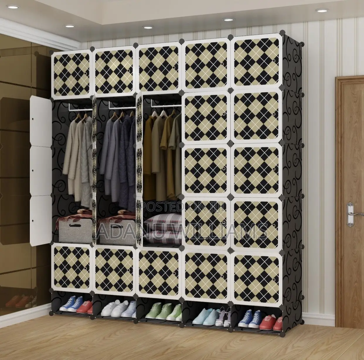 Large Capacity Plastic Wardrobe 25 Cubes + Shoe Rack