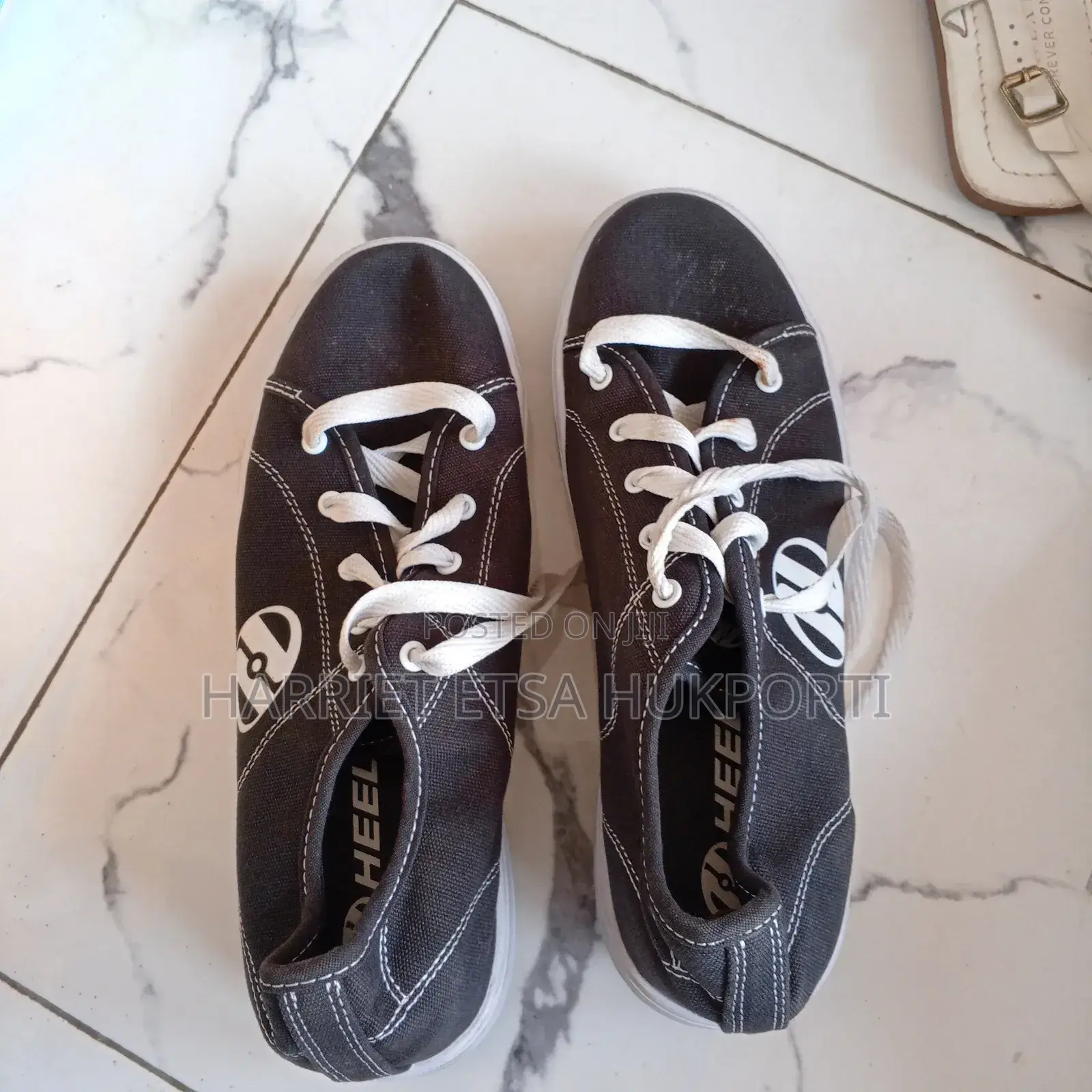 German Heelys Black Canvas Low Top Skate Wheeled Sneaker