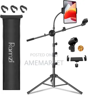 Photo - Microphone Stand Floor Support Clips Tablet Phone Holder