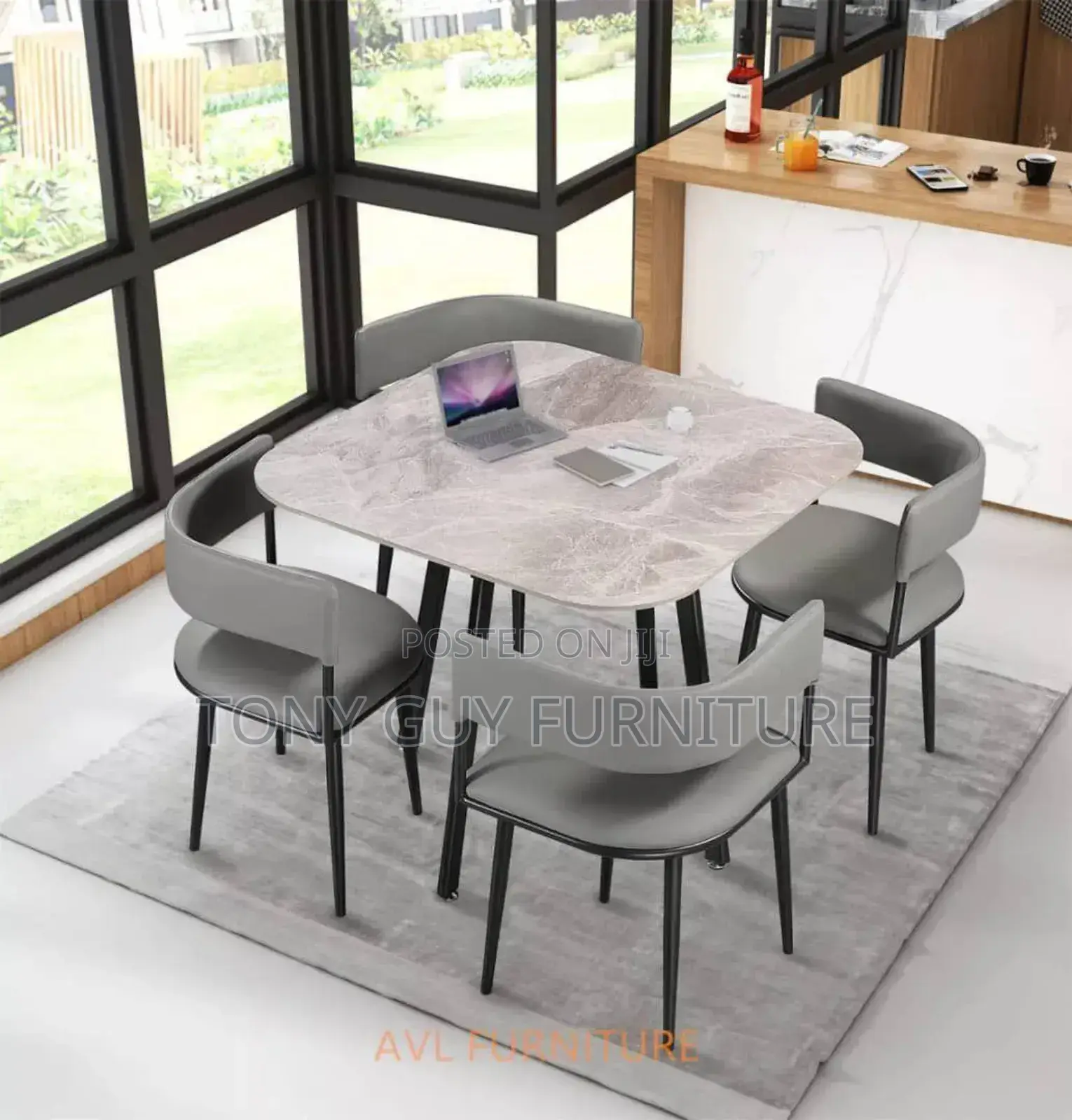 Dining Set of Four Chairs Marble