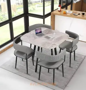 Dining Set of Four Chairs Marble