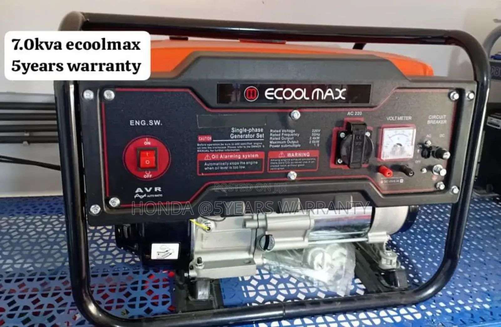 Orange Ecoolmax 7.0kva Generator 8000watt Petrol 7kva