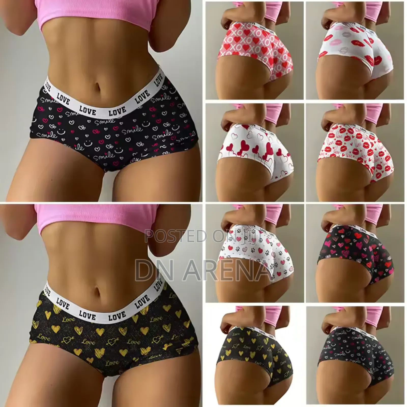 Seamless Women Underwear Love Heart Print Classic Panties
