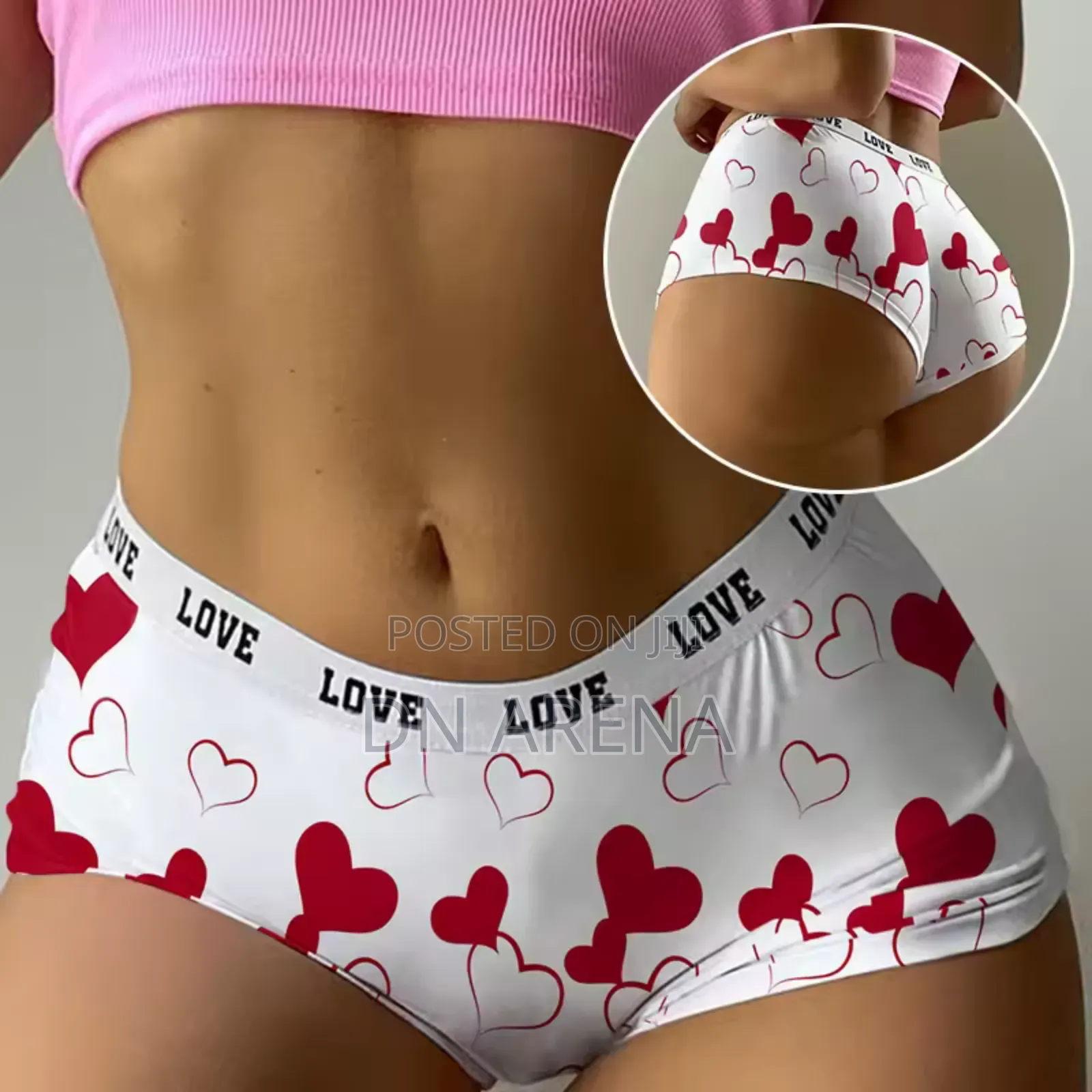Seamless Women Underwear Love Heart Print Classic Panties