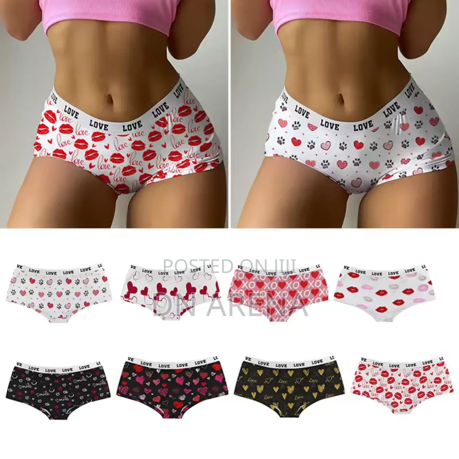 Seamless Women Underwear Love Heart Print Classic Panties