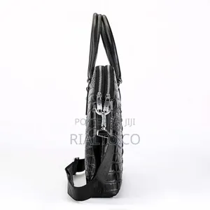 Men's Waterproof Crocodile Textured Briefcase